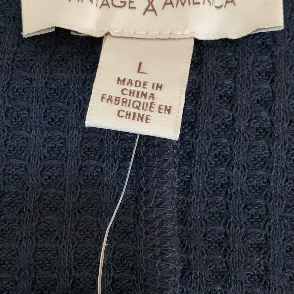Vintage America Deep Blue Textured Knit Top - Picture 3 of 3